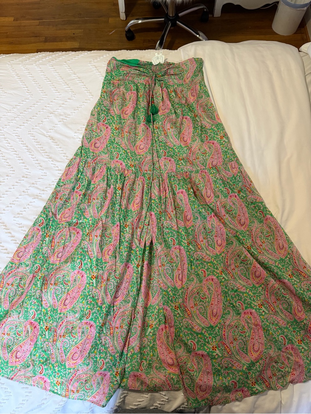 ba&sh Green and Pink Paisley strapless dress - Picture 2 of 2